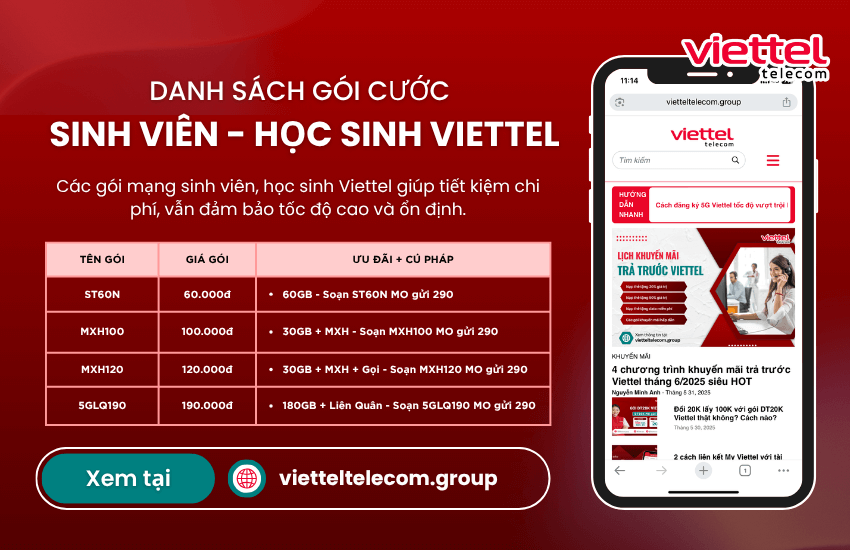 goi mang sinh vien viettel