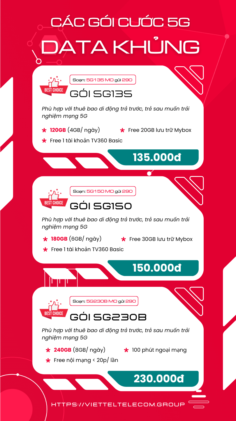 goi cuoc 5g viettel data khung